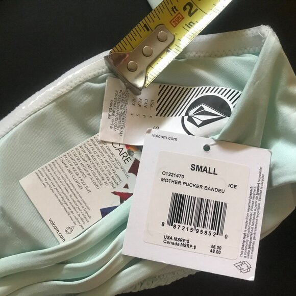 NWT Volcom Mother Pucker Bandeau Bikini Top Ice S - Picture 4 of 5